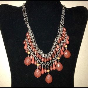 Apt. 9: Burnt Orange Beaded & Silver 16” Necklace